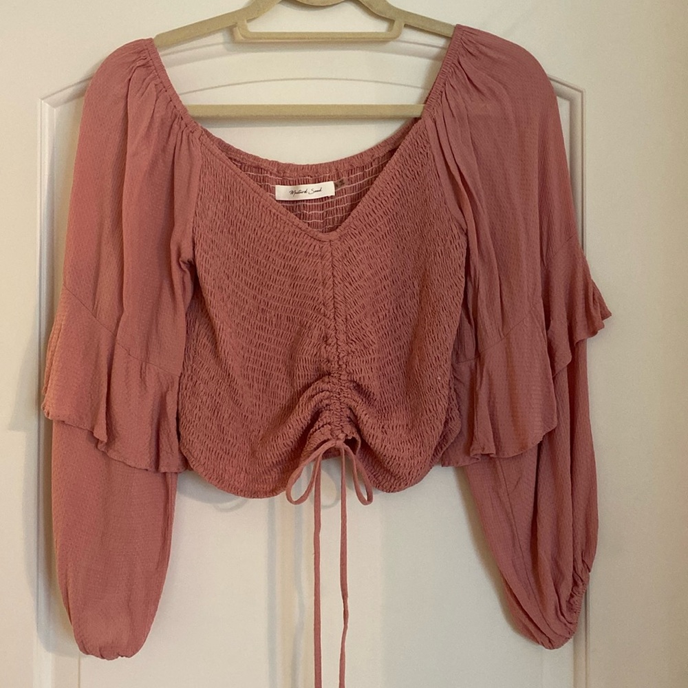 Mustard Seed- Blush cropped Blouse
